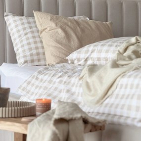 Goldea pamut ágyneműhuzat - latté kockás 140 x 200 és 70 x 90 cm