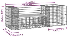 tömör fenyőfa kerti pad gabion kosárral