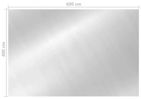 ezüstszínű négyszögletes PE medencetakaró 600 x 400 cm