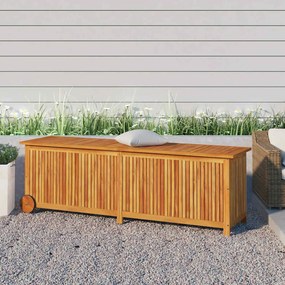 Tömör Akácfa Kerti Tárolóláda Kerekekkel 150 X 50 X 58 Cm