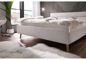 Világosszürke kárpitozott franciaágy tárolóhellyel ágyráccsal 180x200 cm Lotte – Meise Möbel