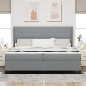 Boxspring Ágy Matraccal és LED Fény Szürke 200x200 cm Szövet