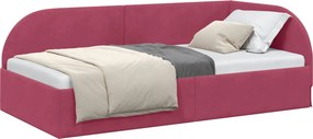 vidaXL Sarokágy keret fejtámlával Bordó 90 cm x 190 cm Bársony