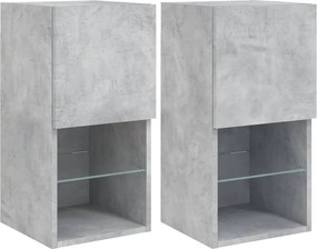 vidaXL 2 db betonszürke TV-szekrény LED-lámpákkal 30,5 x 35 x 40 cm