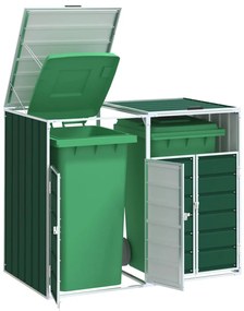 zöld acél kerekes szemetes tároló dupla tárolókhoz 138 x 79 x 117 cm