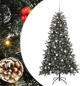vidaXL Mű karácsonyfa 300 LED-del Zöld 180 cm PVC és Műanyag és Acél