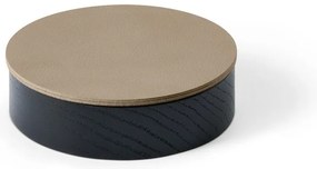 Fekete-barna fedeles-dekoratív fa-öko bőr tárolódoboz ø 11x3,5 cm Circle Nupo – LIND DNA