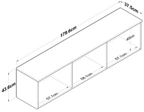 Függesztett szekrény Eladona 3 (dió + fehér + fekete). Akció -22%. 1107360