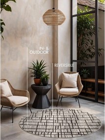 Fekete-krémszínű kerek kültéri-beltéri szőnyeg ø 160 cm Haringey Crouch – Ted Baker