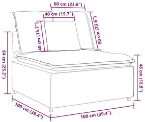 világosszürke moduláris kanapé középső modul párnákkal 100 cm