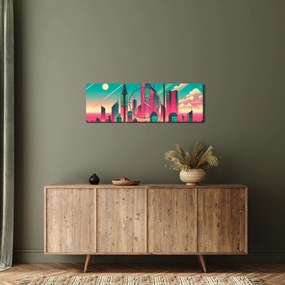 Kép – Nagyváros pop-art stílusban (órával) (90x30 cm)