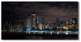Négyszögletes üvegóra vízszintesen Chicago éjjel pl_zsp_60x30_f_62338731