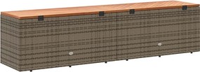 Szürke Polyrattan És Akácfa Kerti Tárolóláda 220 X 50 X 54 Cm