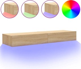 vidaXL 2 db sonoma tölgyszínű TV-szekrény LED-lámpákkal 60x35x15,5 cm