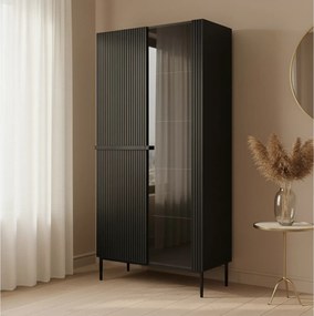 Nicole vitrin 100 cm hornyolt előlappal - matt fekete