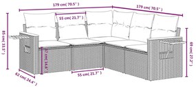 5 részes szürke polyrattan kerti ülőgarnitúra párnával