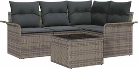 vidaXL Kerti Kanapé Szett tárolóval 5 pcs Szürke polirattan