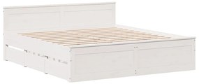 fehér tömör fenyőfa ágy matrac nélkül fejtámlával 200 x 200 cm