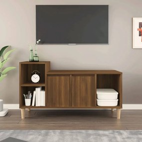 Barna tölgyszínű szerelt fa tv-szekrény 100x35x55 cm