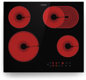 Klarstein Virtuosa 4, főzőlap, 60 cm, 6500 W, kétzónás, Pluszone, időzítő, üvegkerámia