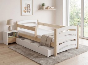 Gyerekágy MELA 80 x 160 cm, fehér–fenyő Ágyrács: Lamellás ágyrács, Matrac: EASYSOFT 8 cm matrac