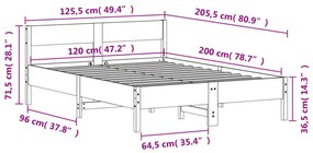 viaszbarna tömör fenyőfa ágy matrac nélkül 120 x 200 cm