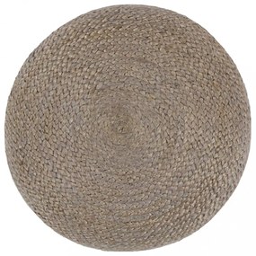 kézzel készült világosszürke juta puff 45 x 30 cm