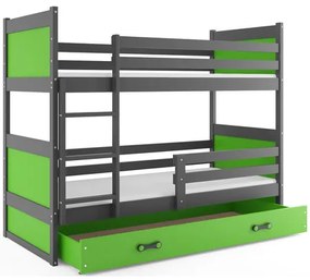 Gyerek emeletes ágy RICO 200x90 cm Zöld Szürke