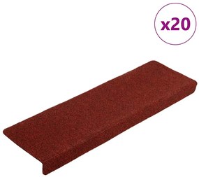 20 db öntapadós lépcsőszőnyeg, 65 x 21 x 4 cm, bordói piros, téglalap alakú széllel