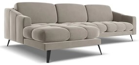 Bézs bársony sarokkanapé (bal oldali) Nalu – Makamii