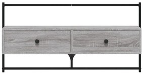 szürke sonoma színű szerelt fa fali TV szekrény 100,5x30x51 cm