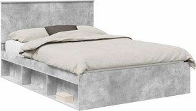 vidaXL Ágykeret fejtámlával Beton 160 x 200 cm Tömör fenyőfa