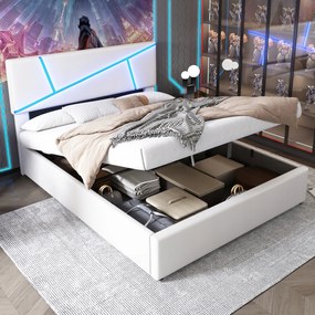 Franciaágy, Led kárpitozott ágy 160x200cm Hidraulikus tárolás