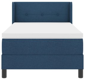 vidaXL Boxspring ágy matraccal Kék 90 x 190 cm Szövet és Mérnöki Fa