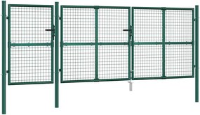 vidaXL zöld horganyzott acél hálós kerti kapu 400 x 125 cm