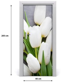 Poszter tapéta ajtóra fehér tulipán 95x205 cm