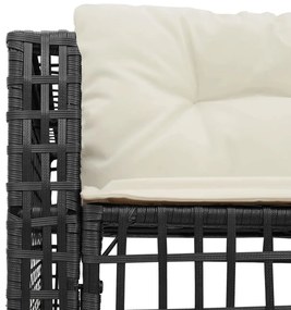 vidaXL L-alakú fekete polyrattan kerti kanapé párnával és lábtartóval