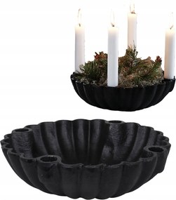 Karácsonyi Gyertyatartó 25cm Öntöttvas 4 Gyertyához Fekete