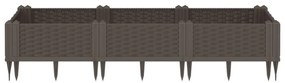 barna polipropilén kerti virágláda cövekekkel 125x40x28,5 cm