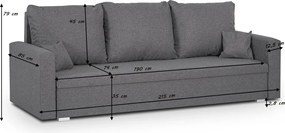 MONDI Háromszemélyes kinyitható kanapé Világosbarna