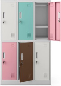 Iskolai szekrény szürke-pasztell: 6 rekeszes IGOREK, 900 x 1500 x 450 mm