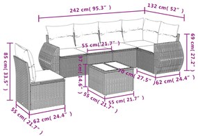 7 részes bézs polyrattan kerti ülőgarnitúra párnákkal