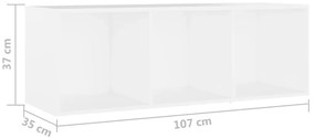3 db fehér szerelt fa TV-szekrény 107 x 35 x 37 cm