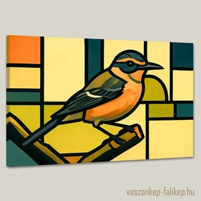 Kismadár az ágon vászonkép – Modern geometrikus hangulat 60x40 cm