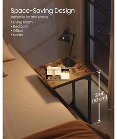 VASAGLE C alakú oldalasztal rusztikus barna és fekete színben