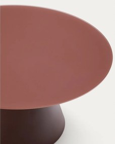 Terrakotta színű kerek dohányzóasztal üveg asztallappal ø 80 cm Wilshire – Kave Home