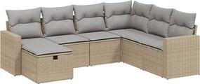 vidaXL 7 részes vegyes bézs polyrattan kerti ülőgarnitúra párnákkal