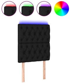 fekete szövet LED-es fejtámla 80x7x118/128 cm