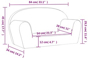 kétszemélyes antracitszürke puha plüss gyerekkanapé