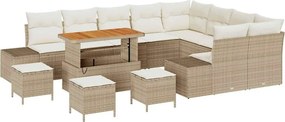 vidaXL Kerti Kanapé Szett párnával tárolóval 13 pcs Bézs Poli rattan